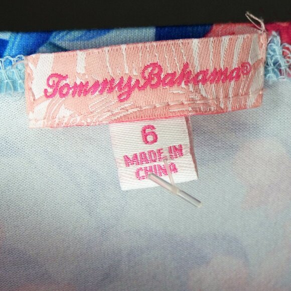 Tommy Bahama Girls Tropical Floral Print Tiered Dress Blue Pink Size 6 - Picture 7 of 7